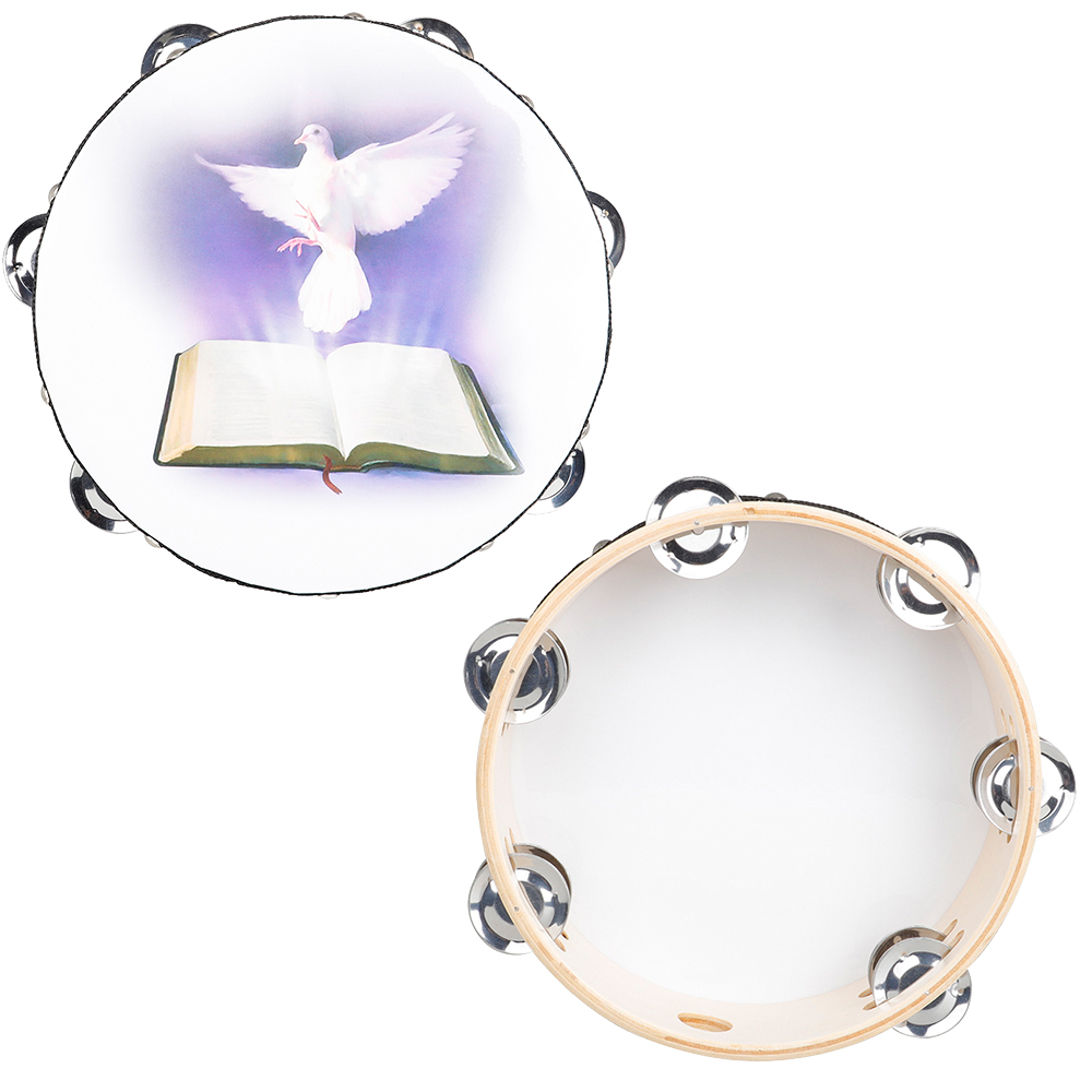 Musical Instrument Tambourine - 8 Inches Tambourine Peace Pigeon Panel